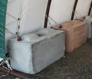 fabric building concrete foundation blocks