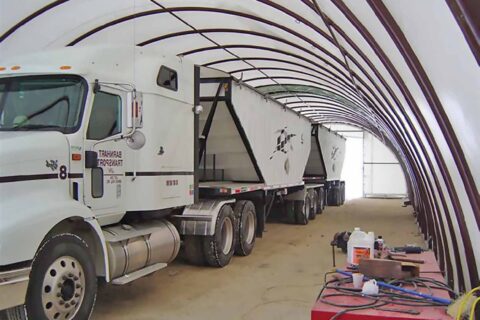 On Farm Grain Truck Storage in building