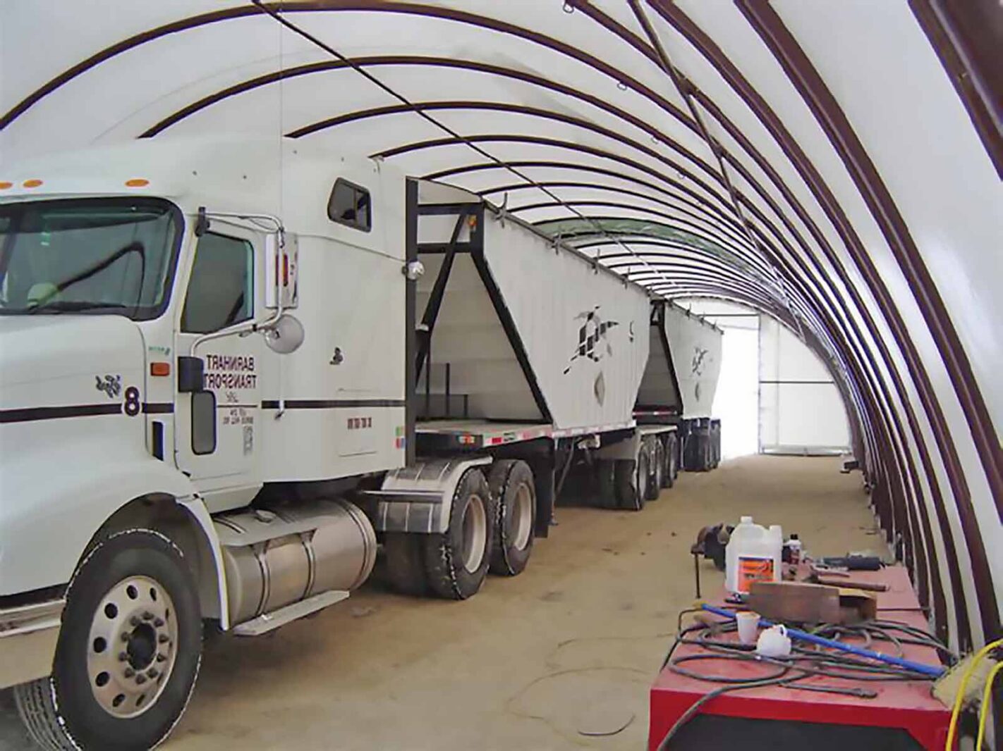 On Farm Grain Truck Storage in building