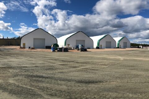 storage fabric structures on shop yard