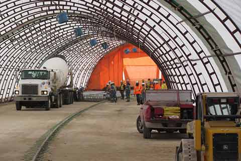 machine shed for construction site storage