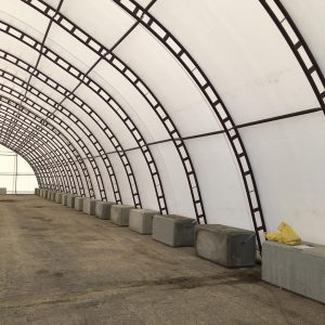 Inside fabric covered building